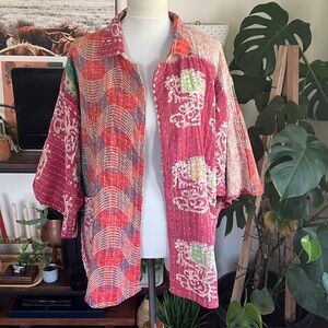 Kantha Sobo Threads Colorful Patchwork Reversible Kimono Jacket